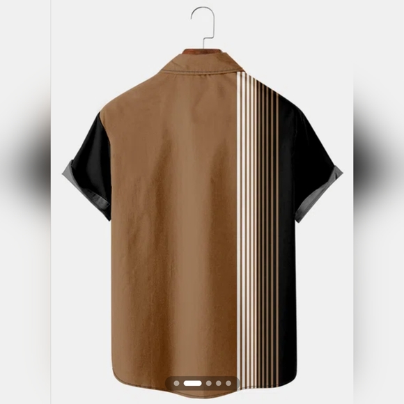 NWT Men's Big & Tall Retro Stripes Graphic Picket Shirt Short Sleeve - Picture 2 of 2